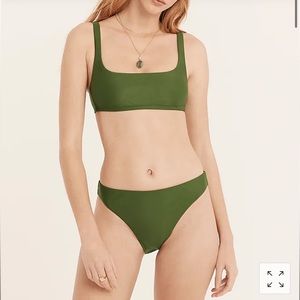 J Crew High Waist Cheeky Bottom eco fabric Safari green S/XS